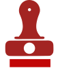 Runder Holzstempel mit rotem Stempelkissen